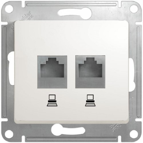 Розетка компьютерная без рамки Systeme Electric Glossa 2-м. RJ45+RJ45 5e белый фото Розетка компьютерная без рамки Systeme Electric Glossa 2-м. RJ45+RJ45 5e белый картинка
